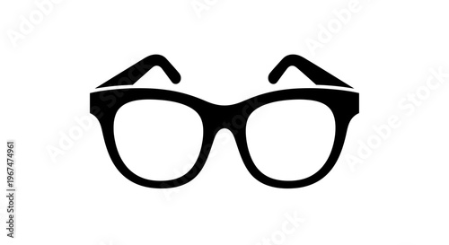 Black and white eyeglasses icon on a clean background.
