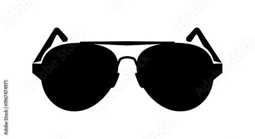 Classic Aviator Sunglasses Silhouette Isolated on White Background.