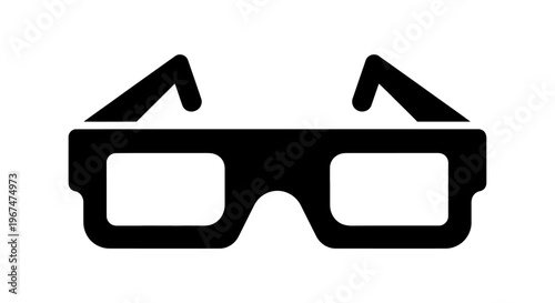 Black and white icon of 3D glasses for entertainment.