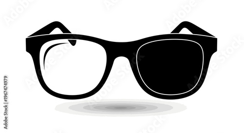 Black and white glasses with one lens blacked out, symbolizing vision impairment or a hidden perspective.
