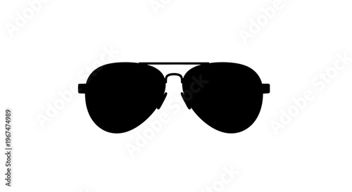 Classic Aviator Sunglasses Silhouette on White Background.