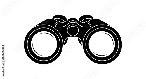 Black and white illustration of binoculars for observation.