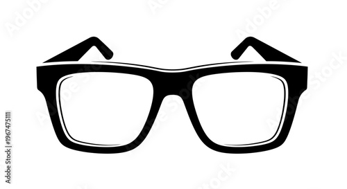 Black and White Illustration of Classic Eyeglasses.