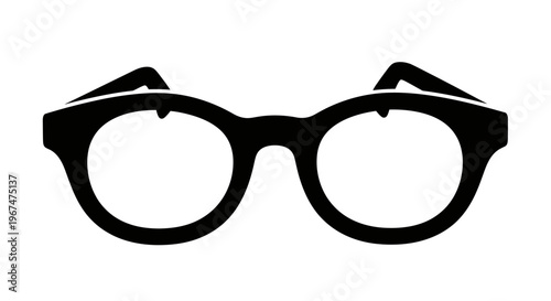 Black and white illustration of classic round eyeglasses.