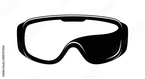 Black and white illustration of ski goggles or safety glasses.