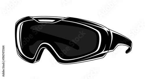 Black and White Ski Goggles Illustration.