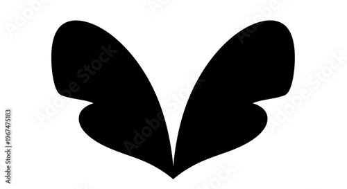 Black Butterfly Wings Silhouette on White Background.