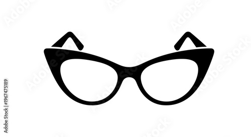 Black Cat Eye Glasses Icon Isolated on White Background.