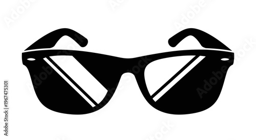 Classic black sunglasses icon illustration for summer style.