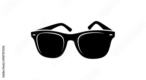 Classic Black Sunglasses Isolated on White Background.