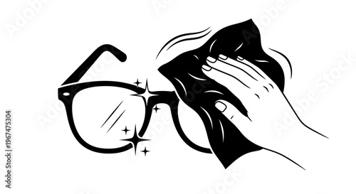 Hand cleaning eyeglasses with a cloth, restoring clarity and shine to the lenses.