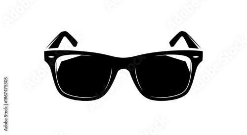 Classic Black Sunglasses Isolated on White Background.