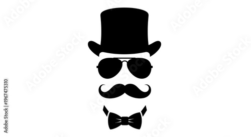 Gentlemans Accessories - Top Hat, Sunglasses, Moustache, and Bow Tie.