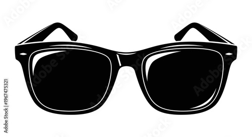 Classic black sunglasses with dark lenses, a timeless fashion accessory.