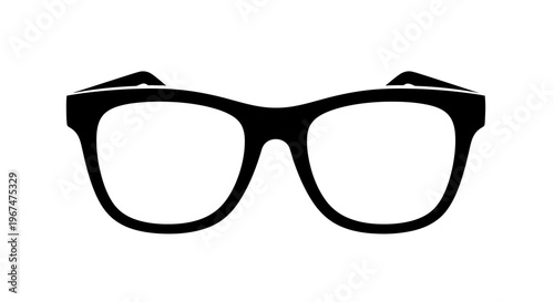 Black frame glasses isolated on a white background.