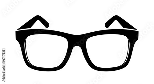 Black frame glasses isolated on a white background.