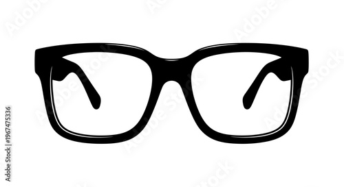 Black frame glasses isolated on a white background.