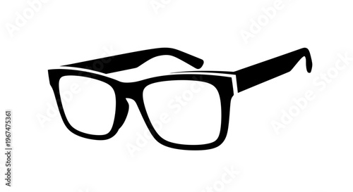 Black frame glasses isolated on white background.