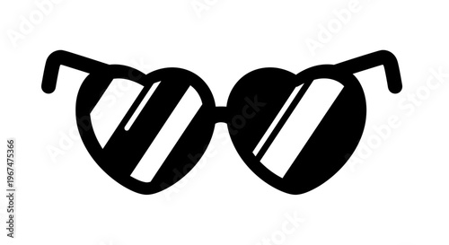 Heart Shaped Sunglasses Black and White Illustration.
