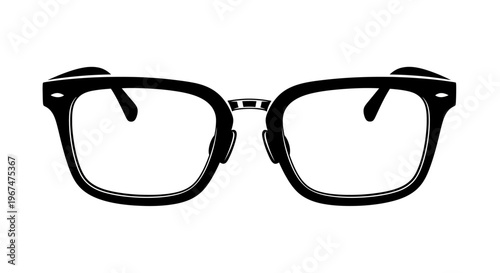 Classic Eyeglasses Black and White Illustration.