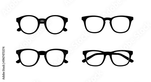 Collection of various stylish eyeglasses and spectacles for vision correction.