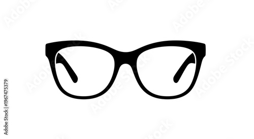 Black frame glasses isolated on white background.