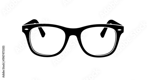Black frame glasses isolated on white background, a classic and stylish accessory for vision correction or fashion.
