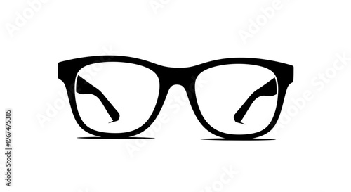 Stylish black eyeglasses silhouette on white background.