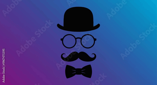 Classic Gentlemans Accessories Silhouette on Gradient Background.