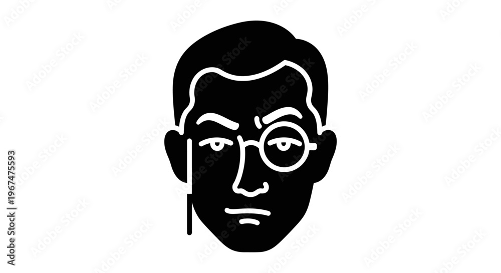 Fototapeta premium Monocle Man Icon Black and White Illustration.