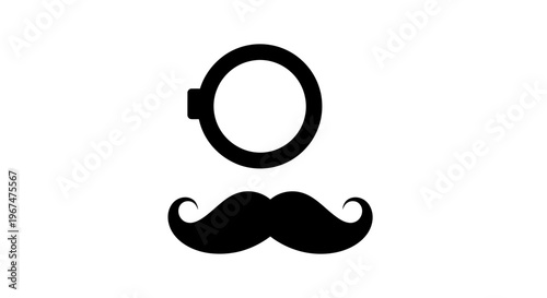 Monocle and Mustache Icon on White Background.