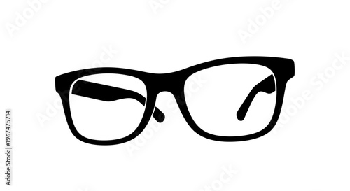 Stylish Black Rimmed Eyeglasses on White Background.