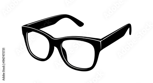 Stylish Black Rimmed Eyeglasses Isolated on White Background.