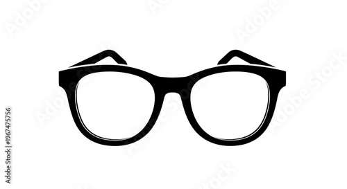 Black Rimmed Glasses Isolated on White Background.