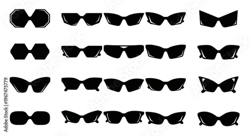 Collection of various stylish sunglasses and eyeglasses.
