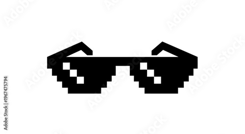 Pixelated Thug Life Glasses Icon on White Background.