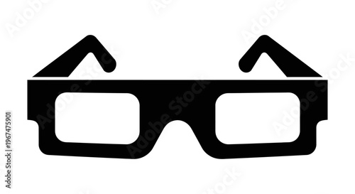 Black silhouette of classic 3D cinema glasses icon.