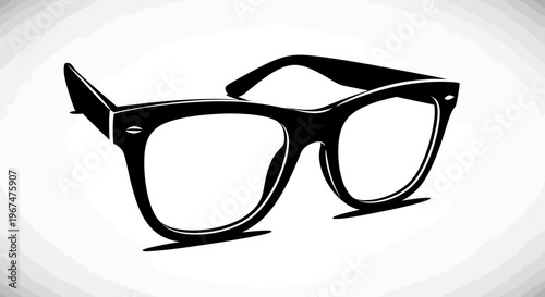 Stylish Black Rimmed Glasses on White Background.