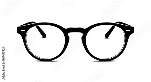 Stylish Black Rimmed Glasses Isolated on White Background.