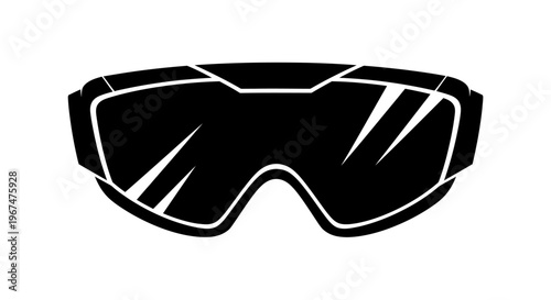 Black silhouette of ski goggles, a symbol of winter sports and eye protection.