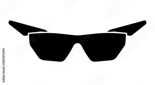 Black Silhouette of Sunglasses on White Background.