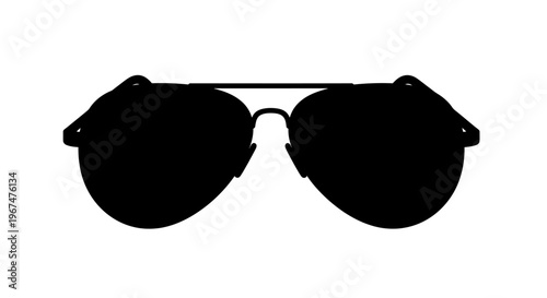 Silhouette of classic aviator sunglasses on a white background.