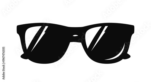 Stylish Black Sunglasses Icon Isolated on White Background.