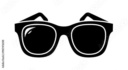 Stylish Black Sunglasses Icon Isolated on White Background.