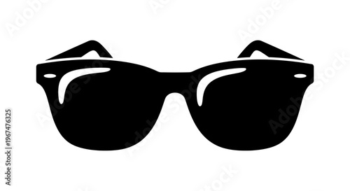 Stylish Black Sunglasses Icon on White Background.