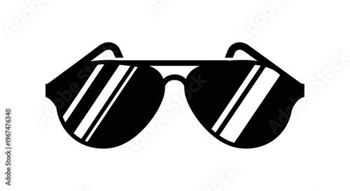 Stylish Black Sunglasses Icon on White Background.
