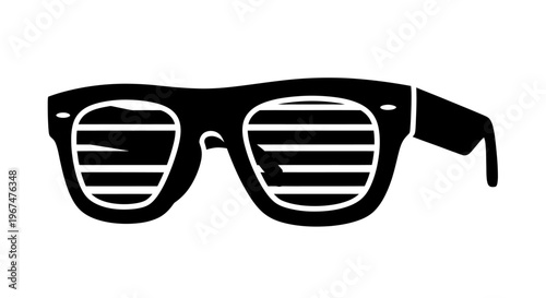 Stylish Shutter Shades Sunglasses Black and White Illustration.