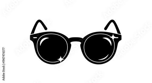 Stylish Black Sunglasses Icon with Shiny Lenses.