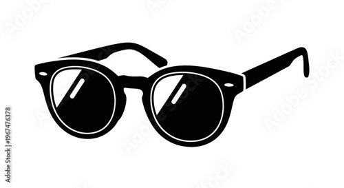 Stylish black sunglasses illustration for summer fashion accessory.