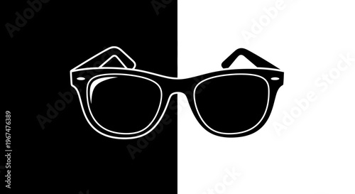 Stylish Sunglasses on a Black and White Background.